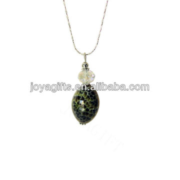 Natural Agate Stone Pendant Necklace with Silver Chain